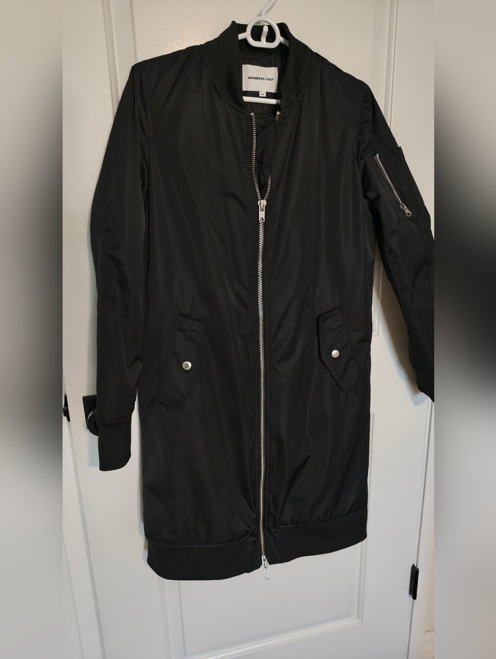 Members Only Black Long Bomber Jacket